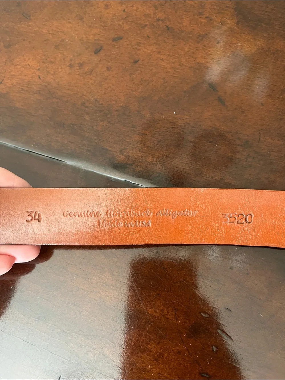 W. Kleinberg Croc-Embossed Leather Belt in Chestnut Brown